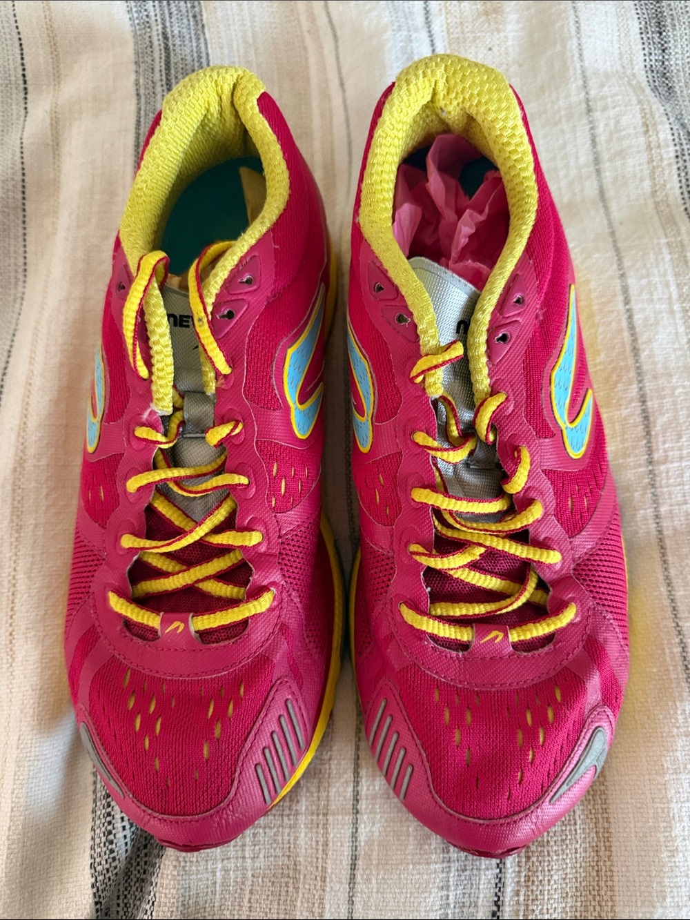 Newton Kids Sneakers in Hot Pink with Yellow Trim